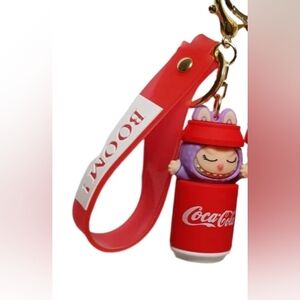 Coca Cola Red Kids Labubu Bag Charm with Strap